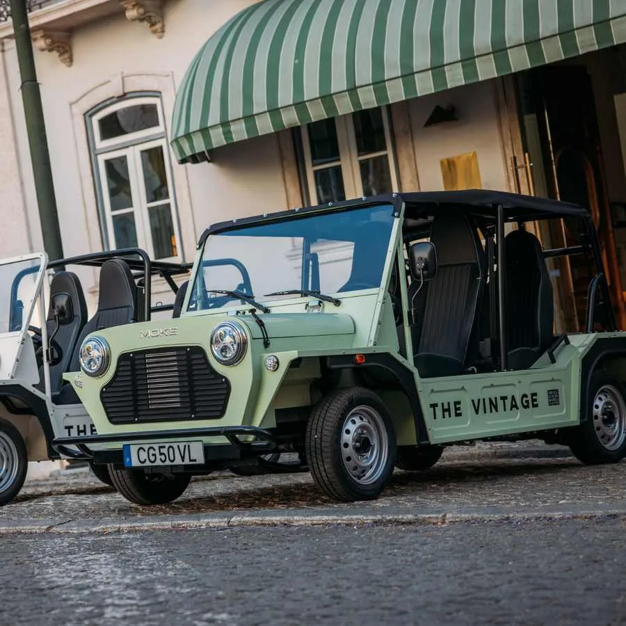 Moke parked outside The Vintage in Lisbon